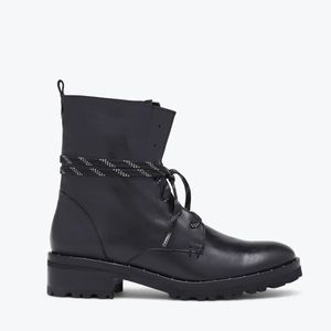 Freda Salvador Hike Combat Boot in black calf, size 8.5